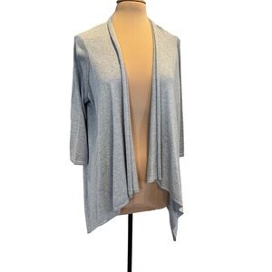 Nue options petite metallic silver open front cardigan sweater formal holiday L